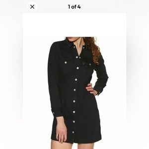 Levi’s Button Front Long Sleeve Ellie Denim Dress Black Womens Size Small